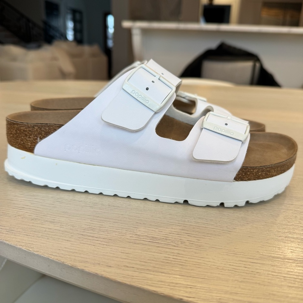 Birkenstock Papillio Arizona Flex Platform White Sandals 40 - Picture 7 of 12